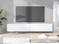 Szafki Rtv></noscript>BRATEX Biała wisząca szafka RTV 180 cm BROMI jodełka MDF biały