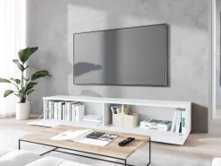 Szafki Rtv></noscript>BRATEX Biała wisząca szafka RTV 180 cm BROMI jodełka MDF biały