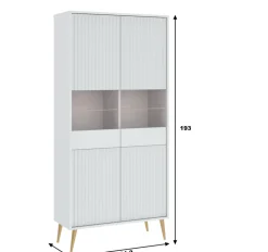 Zestawy Mebli Do Salonu|Witryny></noscript>INTER MEBLE Biała witryna do salonu 90 cm z ryflowanymi frontami BELLUNO biały