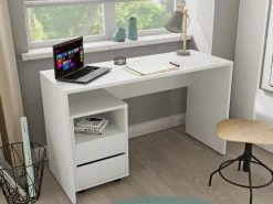 Biurka>Helvetia Białe biurko komputerowe z kontenerkiem 130 cm AGAPI