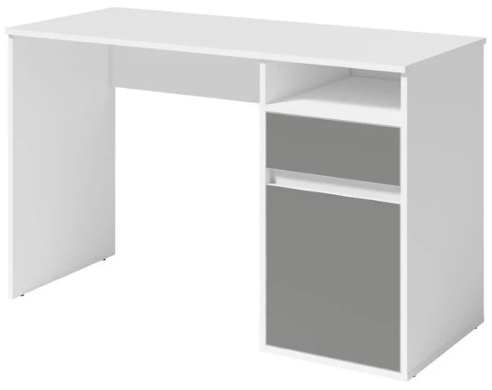 Biurka|Toaletki I Konsole>MEBLOSIEK Białe biurko młodzieżowe 120 cm BILLY z grafitowym frontem biały