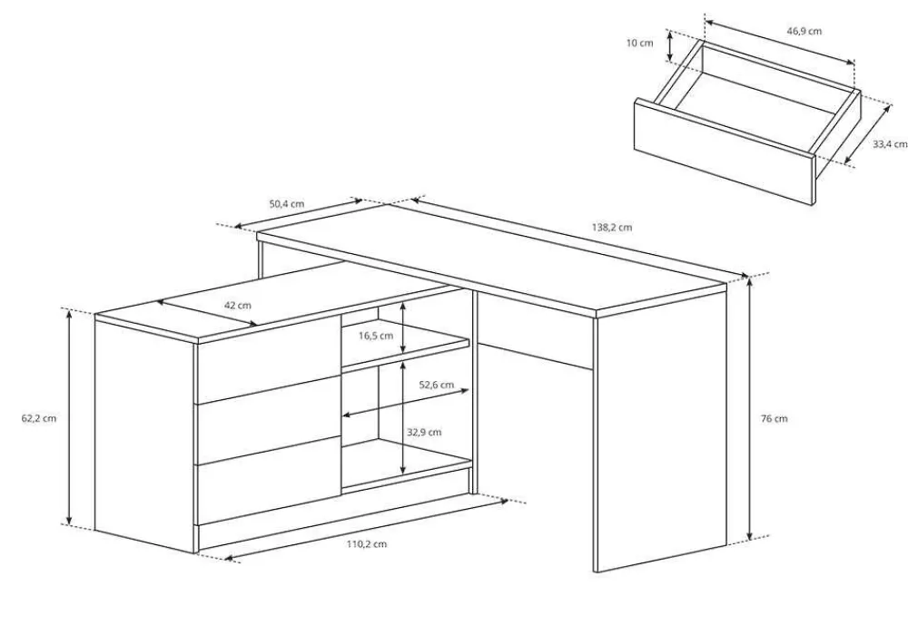 Biurka|Meble Dla Dzieci>LASKI Białe biurko narożne TOBI biały