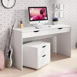 Biurka|Meble Dla Dzieci>LASKI Białe biurko z kontenerkiem MARLEO biały