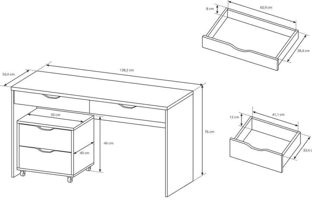 Biurka|Meble Dla Dzieci>LASKI Białe biurko z kontenerkiem MARLEO biały