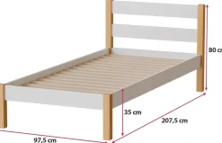 Meble Dla Dzieci|Łóżka Młodzieżowe></noscript>DOLMAR Białe drewniane łóżko jednoosobowe 90x200 cm ze stelażem IVALO
