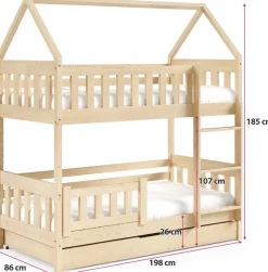 Łóżka Młodzieżowe|Łóżka Dziecięce></noscript>Meblomal Białe dwupoziomowe łóżko do pokoju dziecięcego z barierką 80x190 cm MELANIA biały