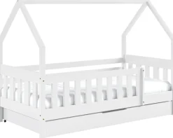 Meble Dla Dzieci|Łóżka Dziecięce>Meblomal Białe łóżko domek z szufladą w stylu skandynawskim 80x160 cm MELANIA biały