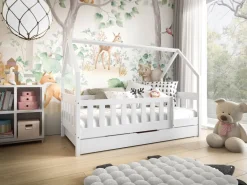 Meble Dla Dzieci|Łóżka Dziecięce>Meblomal Białe łóżko domek z szufladą w stylu skandynawskim 80x160 cm MELANIA biały