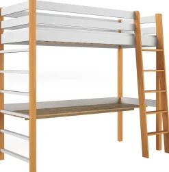Meble Dla Dzieci|Łóżka Dziecięce>DOLMAR Białe łóżko dziecięce na antresoli z biurkiem 80x190 cm NAVIS