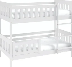 Meble Dla Dzieci|Łóżka Młodzieżowe>Meblomal Białe łóżko piętrowe z drewna sosnowego do pokoju dziecięcego 80x190 cm LUMISLE biały