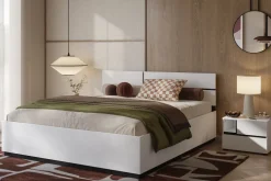 Łóżka Małżeńskie|Łóżka Z Zagłówkiem></noscript>Helvetia Białe łóżko skrzyniowe do sypialni 180x200 cm CROSS biały