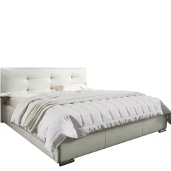 Łóżka Młodzieżowe|Łóżka Z Zagłówkiem>Gruszka Białe łóżko tapicerowane 160x200 LONDYN