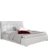 Łóżka Z Zagłówkiem|Łóżka Białe>Gruszka Białe łóżko tapicerowane 200x200 z ekoskóry ANKARA