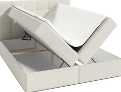 Łóżka Małżeńskie|Łóżka Ze Stelażem>BROMARKT Białe łóżko 180x200 cm dwuosobowe do sypialni kontynentalne z pojemnikiem ASPEN