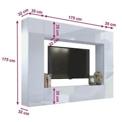 Zestawy Mebli Do Salonu|Meblościanki>BROMARKT Białe meble do salonu PREMIUM biały