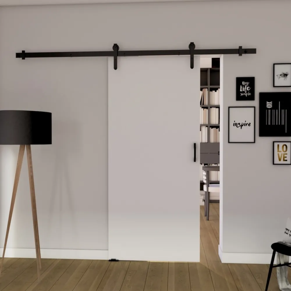 Drzwi Przesuwne>przesuwne.com Białe naścienne drzwi przesuwne do garderoby 80 cm ANZIO biały