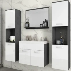 Meble Łazienkowe>BRATEX Białe wiszące meble do nowoczesnej łazienki REAL XL