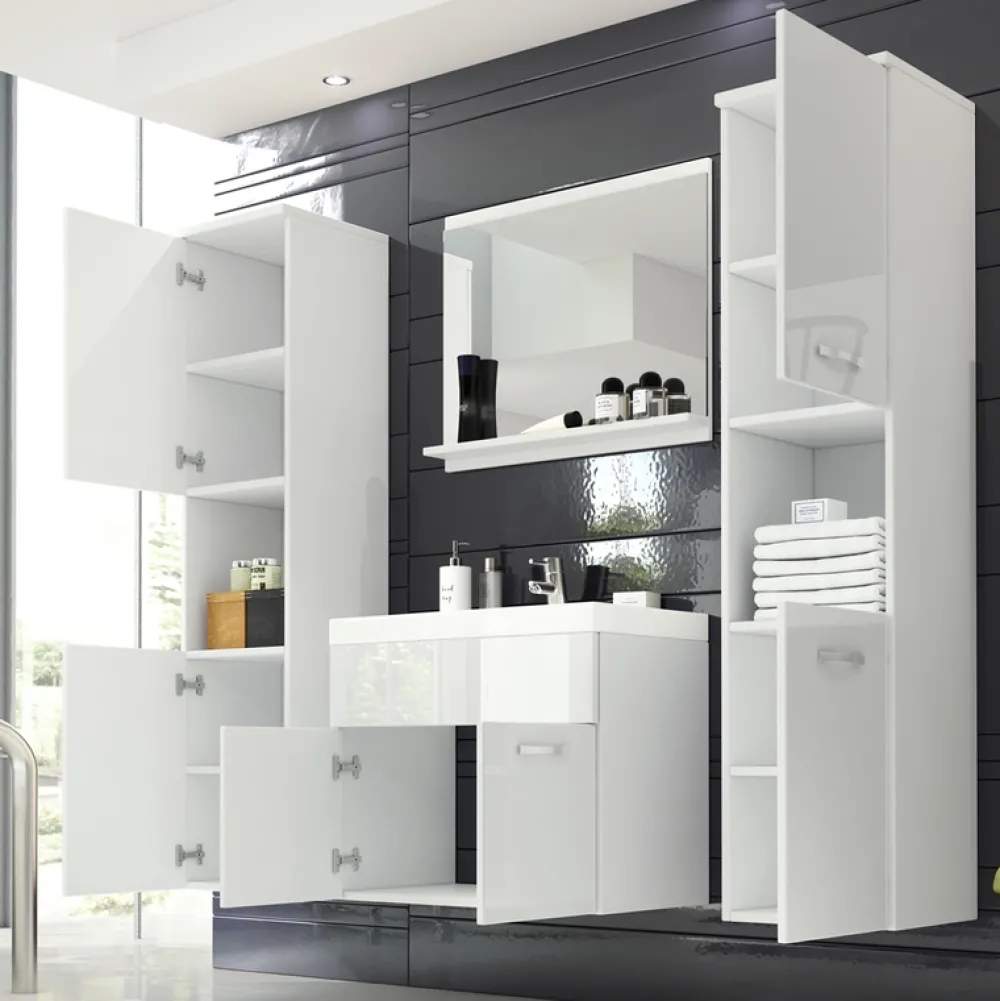 Meble Łazienkowe>BRATEX Białe wiszące meble do nowoczesnej łazienki REAL XL