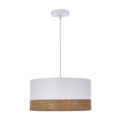 Oświetlenie Pokoju Dziecięcego|Oświetlenie Przedpokoju>Candellux Lighting Bianco lampa wisząca biały 1x40w e27 abażur biały+orzechowy