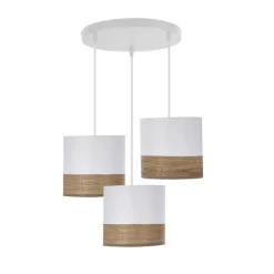 Oświetlenie Przedpokoju|Oświetlenie Jadalni>Candellux Lighting Bianco lampa wisząca biały talerz 3x40w e27 abażur biały+orzechowy