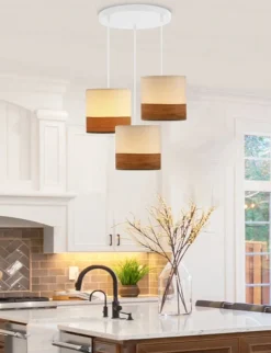 Oświetlenie Przedpokoju|Oświetlenie Jadalni></noscript>Candellux Lighting Bianco lampa wisząca biały talerz 3x40w e27 abażur biały+orzechowy