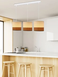 Oświetlenie Przedpokoju|Oświetlenie Jadalni></noscript>Candellux Lighting Bianco lampa wisząca biały 3x40w e27 abażur biały+orzechowy