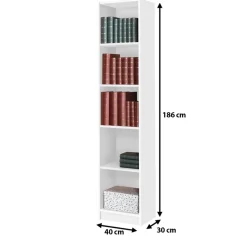 Regały Na Książki|Regały Dla Dzieci>MARIDEX Biały nowoczesny regał na książki 40 cm RECARI
