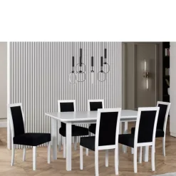 Stoły Z Krzesłami>DREWMIX Biały stół rozkładany z krzesłami do jadalni