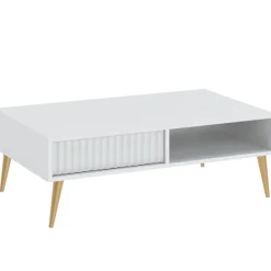 Zestawy Mebli Do Salonu|Ławy I Stoliki>INTER MEBLE stolik kawowy do salonu z szufladą 102x67 cm BELLUNO biały