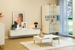 Zestawy Mebli Do Salonu|Ławy I Stoliki></noscript>INTER MEBLE stolik kawowy do salonu z szufladą 102x67 cm BELLUNO biały