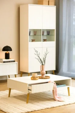 Zestawy Mebli Do Salonu|Ławy I Stoliki></noscript>INTER MEBLE stolik kawowy do salonu z szufladą 102x67 cm BELLUNO biały