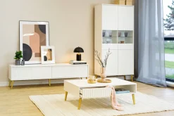 Zestawy Mebli Do Salonu|Ławy I Stoliki></noscript>INTER MEBLE stolik kawowy do salonu z szufladą 102x67 cm BELLUNO biały