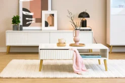 Zestawy Mebli Do Salonu|Ławy I Stoliki></noscript>INTER MEBLE stolik kawowy do salonu z szufladą 102x67 cm BELLUNO biały