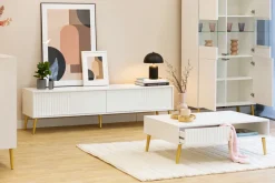 Zestawy Mebli Do Salonu|Ławy I Stoliki></noscript>INTER MEBLE stolik kawowy do salonu z szufladą 102x67 cm BELLUNO biały