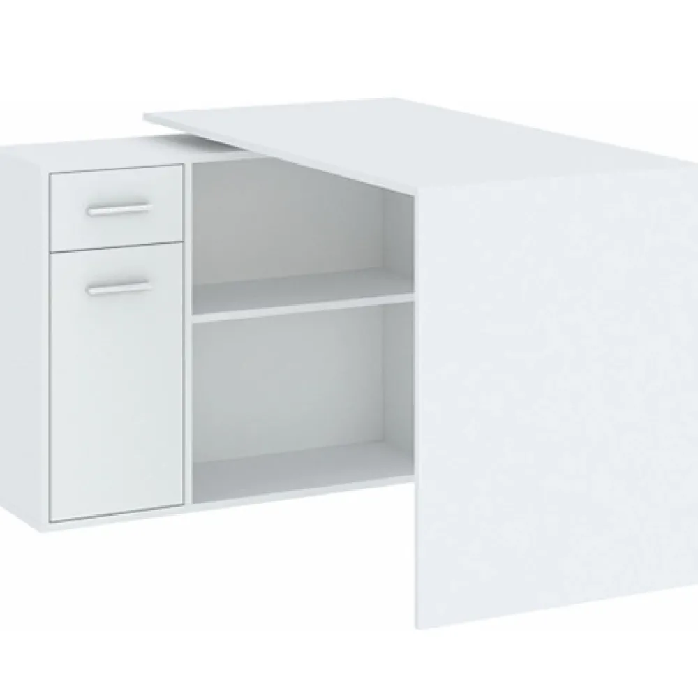 Biurka|Meble Dla Dzieci>INTER MEBLE Biurko białe narożne młodzieżowe z szufladą i półkami NEXIO biały