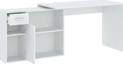 Biurka|Meble Dla Dzieci>INTER MEBLE Biurko białe narożne młodzieżowe z szufladą i półkami NEXIO biały
