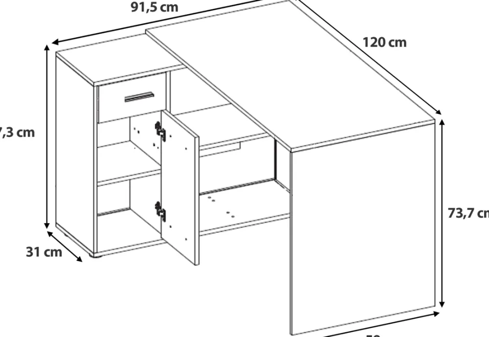 Biurka|Meble Dla Dzieci>INTER MEBLE Biurko białe narożne młodzieżowe z szufladą i półkami NEXIO biały