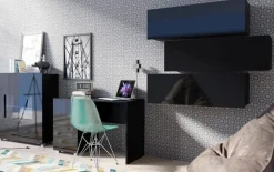 Zestawy Mebli Młodzieżowych>GiB Meble Biurko do pokoju biura z szufladami połysk MODERN czarny