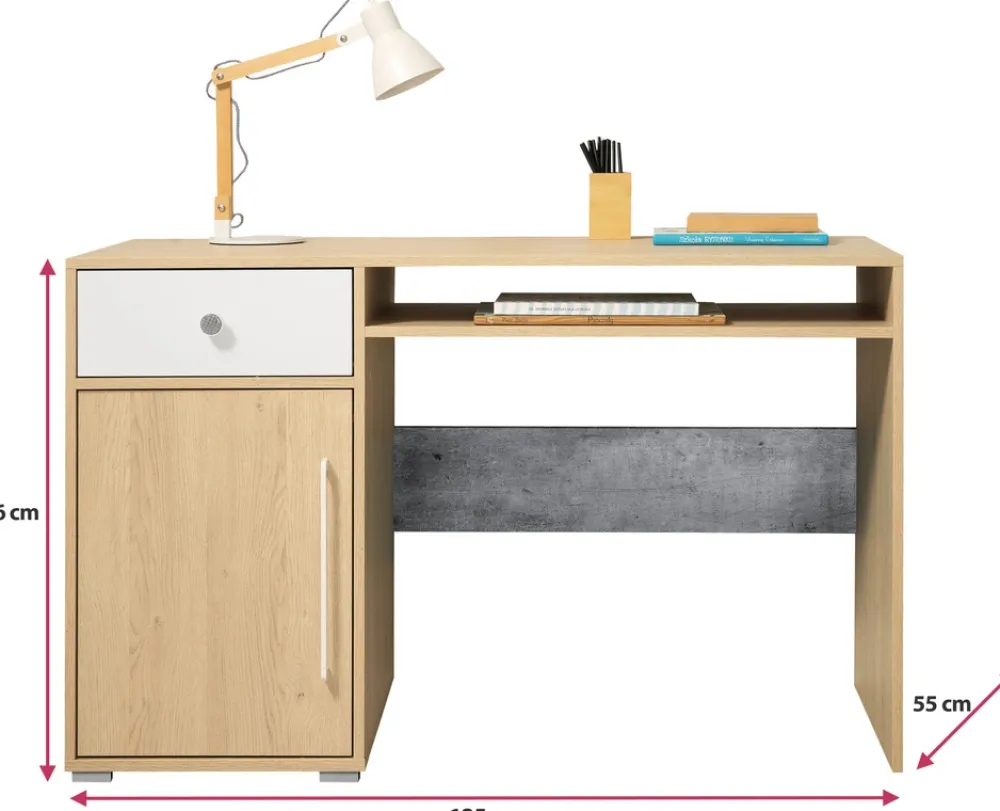 Biurka|Meble Dla Dzieci>MEBLAR Biurko młodzieżowe 125x55 dla dziecka z szafką i szufladą SLEEK