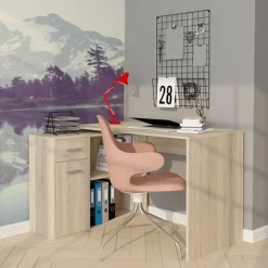 Biurka|Meble Dla Dzieci></noscript>INTER MEBLE Biurko młodzieżowe z szufladą i półkami NEXIO dąb sonoma