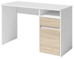 Biurka|Toaletki I Konsole>MEBLOSIEK Biurko młodzieżowe z szufladą i półką BILLY białe z frontem dąb sonoma biały