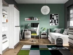 Biurka|Zestawy Mebli Młodzieżowych></noscript>ML Meble Biurko młodzieżowe z szufladą i drzwiami 120 cm BLANCO