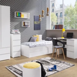 Biurka|Meble Młodzieżowe>MARIDEX Biurko młodzieżowe z trzema szufladami i półką pod klawiaturę COSTA biały