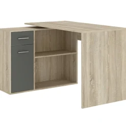 Biurka|Meble Dla Dzieci>INTER MEBLE Biurko narożne do pokoju młodzieżowego NEXIO dąb sonoma/antracyt