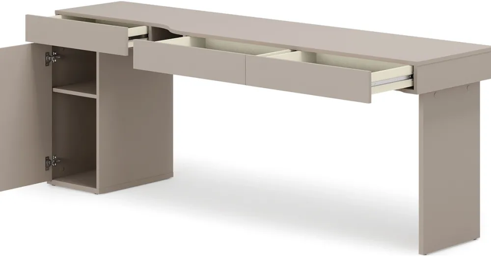 Biurka|Meble Dla Dzieci>lenart. Biurko prawe młodzieżowe z kontenerkiem WOOW clay gray