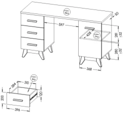 Biurka></noscript>DOLMAR Biurko z szufladami w stylu skandynawskim 140 cm SILVA