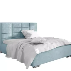Łóżka Młodzieżowe|Łóżka Z Zagłówkiem>Gruszka Błękitne łóżko tapicerowane 140x200 CARACAS