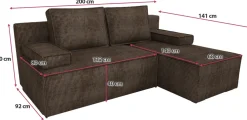 Narożniki></noscript>IZABELLA MEBLE Brązowa kanapa narożna z funkcją spania i pojemnikiem CASPAR