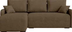 Narożniki>IZABELLA MEBLE Brązowa rozkładana kanapa narożna z funkcją spania boucle MALEN