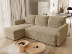 Meble Dla Dzieci|Meble Młodzieżowe>BROMARKT Brązowa rozkładana kanapa narożna do salonu z funkcją spania QULIO